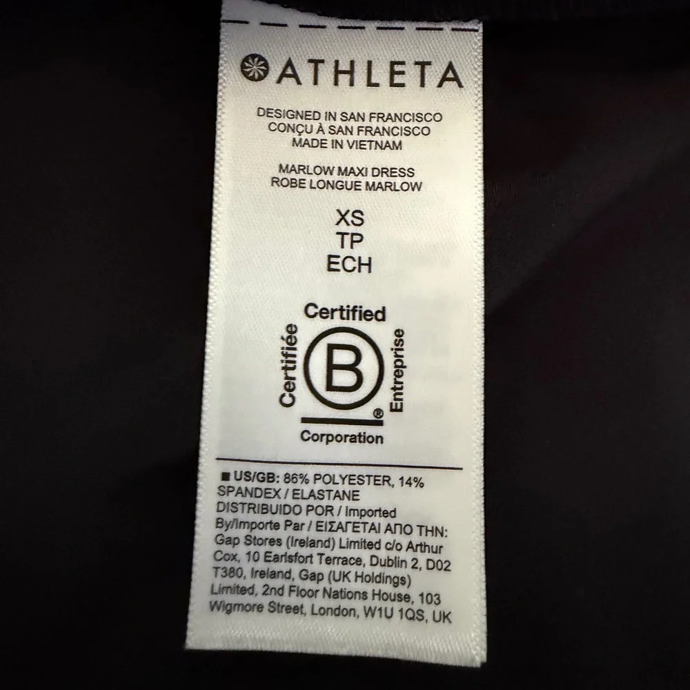 ATHLETA Women's Size XS Marlow Maxi Dress Black Lightweight‎ Sleeveless